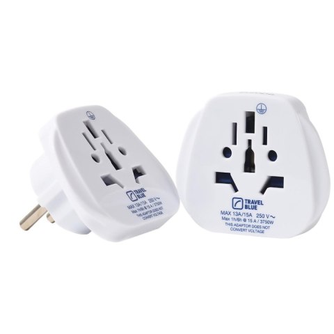 TRAVEL BLUE PRZEJŚCIÓWKA ADAPTER UNIWERSALNA ŚWIAT -> SHUCKO 2SZT