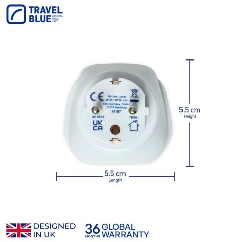TRAVEL BLUE PRZEJŚCIÓWKA ADAPTER UNIWERSALNA ŚWIAT -> SHUCKO 2SZT
