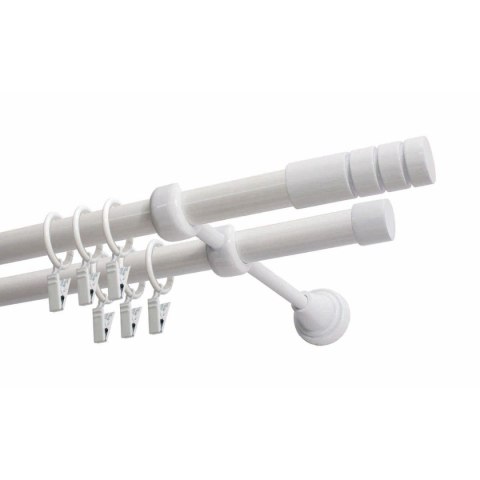 KARNISZ PODWÓJNY FI 19 MM BIAŁY 320 CM TECHNO Z KÓŁKAMI KOWALSKI