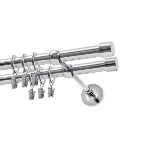 KARNISZ PODWÓJNY FI 19 MM CHROM 160 CM LUNA Z KÓŁKAMI KOWALSKI