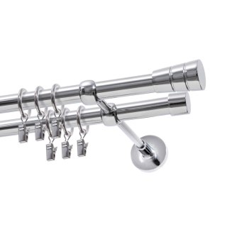 KARNISZ PODWÓJNY FI 19 MM CHROM 160 CM STOŻEK Z KÓŁKAMI KOWALSKI