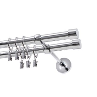 KARNISZ PODWÓJNY FI 19 MM CHROM 320 CM LUNA Z KÓŁKAMI KOWALSKI