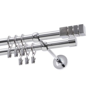 KARNISZ PODWÓJNY FI 19 MM CHROM 480 CM DION Z KÓŁKAMI KOWALSKI