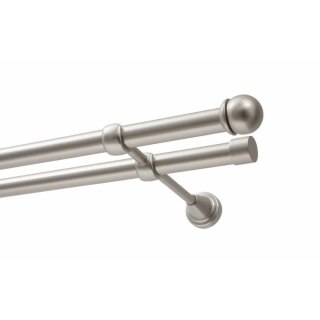 KARNISZ PODWÓJNY FI 19 MM CHROM SATYNA 160 CM GAŁKA MAX KOWALSKI