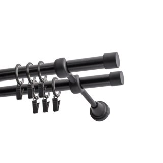 KARNISZ PODWÓJNY FI 19 MM CZARNY 160 CM LUNA Z KÓŁKAMI KOWALSKI