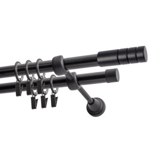KARNISZ PODWÓJNY FI 19 MM CZARNY 200 CM TECHNO Z KÓŁKAMI KOWALSKI