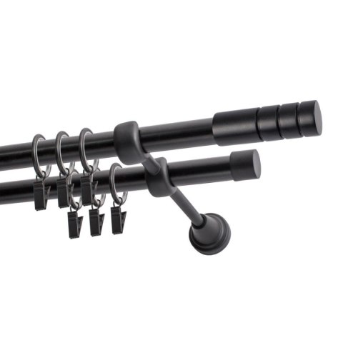 KARNISZ PODWÓJNY FI 19 MM CZARNY 200 CM TECHNO Z KÓŁKAMI KOWALSKI