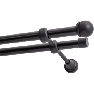 KARNISZ PODWÓJNY FI 19 MM CZARNY 240 CM GAŁKA MAX KOWALSKI