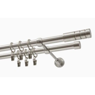 KARNISZ PODWÓJNY FI 19 MM EFEKT STALI NIERDZEWNEJ 160 CM TECHNO Z KÓŁKAMI KOWALSKI