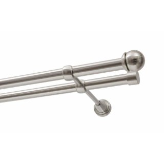 KARNISZ PODWÓJNY FI 19 MM EFEKT STALI NIERDZEWNEJ 320 CM GAŁKA MAX KOWALSKI