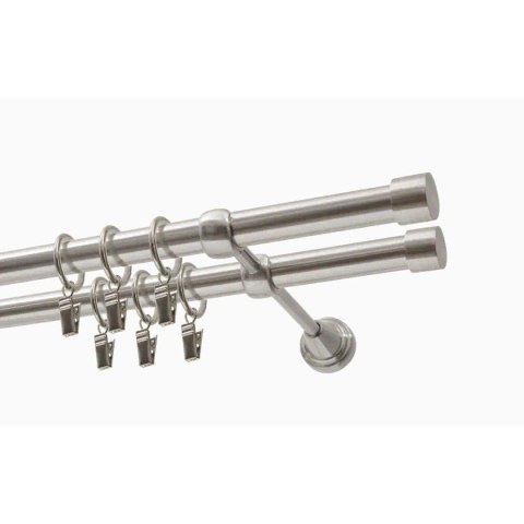 KARNISZ PODWÓJNY FI 19 MM EFEKT STALI NIERDZEWNEJ 320 CM LUNA Z KÓŁKAMI KOWALSKI