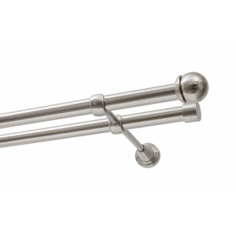 KARNISZ PODWÓJNY FI 19 MM EFEKT STALI NIERDZEWNEJ 400 CM GAŁKA MAX KOWALSKI