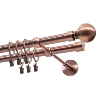 KARNISZ PODWÓJNY FI 19 MM MIEDZ 160 CM MODERN Z KÓŁKAMI KOWALSKI