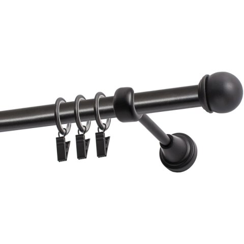 KARNISZ POJEDYNCZY FI 19 MM CZARNY 160 CM GAŁKA MAX Z KÓŁKAMI KOWALSKI