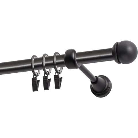 KARNISZ POJEDYNCZY FI 19 MM CZARNY 200 CM GAŁKA MAX Z KÓŁKAMI KOWALSKI