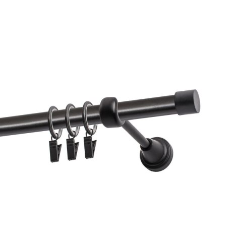 KARNISZ POJEDYNCZY FI 19 MM CZARNY 200 CM LUNA Z KÓŁKAMI KOWALSKI