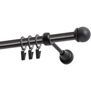 KARNISZ POJEDYNCZY FI 19 MM CZARNY 240 CM GAŁKA MAX Z KÓŁKAMI KOWALSKI