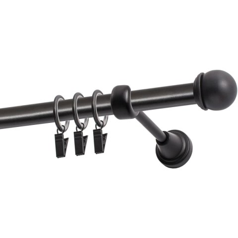 KARNISZ POJEDYNCZY FI 19 MM CZARNY 240 CM GAŁKA MAX Z KÓŁKAMI KOWALSKI