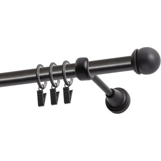 KARNISZ POJEDYNCZY FI 19 MM CZARNY 320 CM GAŁKA MAX Z KÓŁKAMI KOWALSKI