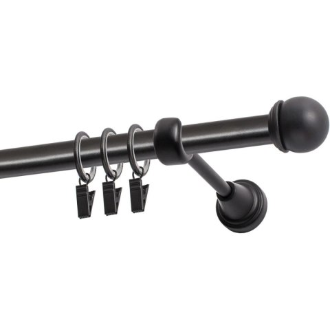 KARNISZ POJEDYNCZY FI 19 MM CZARNY 320 CM GAŁKA MAX Z KÓŁKAMI KOWALSKI