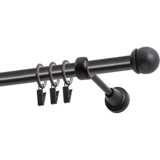 KARNISZ POJEDYNCZY FI 19 MM CZARNY 400 CM GAŁKA MAX Z KÓŁKAMI KOWALSKI