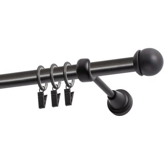 KARNISZ POJEDYNCZY FI 19 MM CZARNY 480 CM GAŁKA MAX Z KÓŁKAMI KOWALSKI