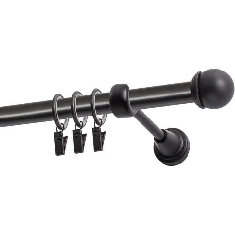 KARNISZ POJEDYNCZY FI 19 MM CZARNY 480 CM GAŁKA MAX Z KÓŁKAMI KOWALSKI
