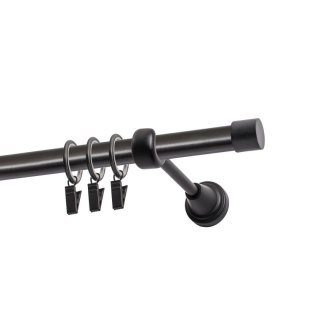 KARNISZ POJEDYNCZY FI 19 MM CZARNY 480 CM LUNA Z KÓŁKAMI KOWALSKI