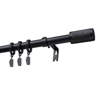 KARNISZ ROZSUWANY POJEDYNCZY FI 19 MM GAMA CZARNY 140-220 CM Z KÓŁKAMI KOWALSKI