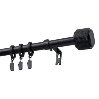 KARNISZ ROZSUWANY POJEDYNCZY FI 19 MM OMEGA CZARNY 140-220 CM Z KÓŁKAMI KOWALSKI