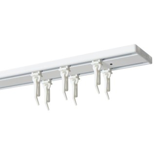 SZYNA SUFITOWA ŚLIZGI Z AGRAFKAMI 300 CM ALUMINIOWA BIAŁA PODWÓJNA KOWALSKI