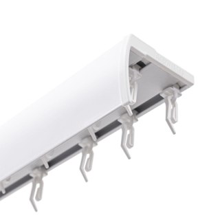 SZYNA SUFITOWA Z OSŁONĄ ŚLIZGI Z AGRAFKAMI 400 CM ALUMINIOWA BIAŁA PODWÓJNA KOWALSKI