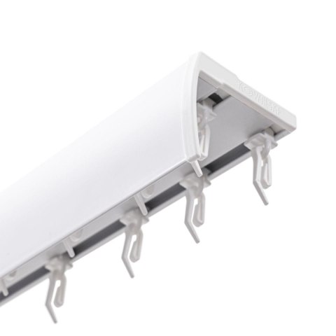 SZYNA SUFITOWA Z OSŁONĄ ŚLIZGI Z AGRAFKAMI 400 CM ALUMINIOWA BIAŁA PODWÓJNA KOWALSKI