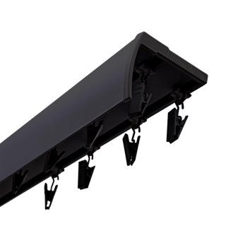 SZYNA SUFITOWA Z OSŁONĄ ŚLIZGI Z ŻABKAMI 200 CM ALUMINIOWA CZARNA PODWÓJNA KOWALSKI