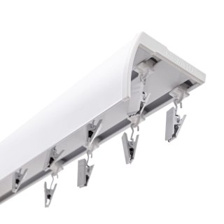 SZYNA SUFITOWA Z OSŁONĄ ŚLIZGI Z ŻABKAMI 300 CM ALUMINIOWA BIAŁA PODWÓJNA KOWALSKI