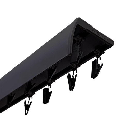 SZYNA SUFITOWA Z OSŁONĄ ŚLIZGI Z ŻABKAMI 300 CM ALUMINIOWA CZARNA PODWÓJNA KOWALSKI