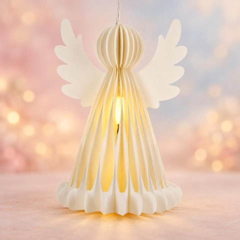 ANIOŁ DEKORACYJNY PAPIEROWY LED 38CM