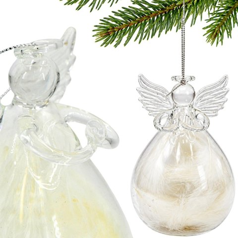 BOMBKA SZKLANA FORMÓWKA ANIOŁ 11CM SASKA GIFT & DECOR
