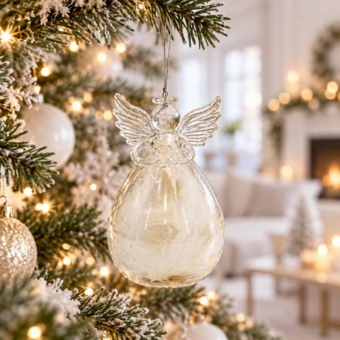 BOMBKA SZKLANA FORMÓWKA ANIOŁ 11CM SASKA GIFT & DECOR