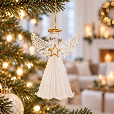 BOMBKA SZKLANA FORMÓWKA ANIOŁ 14CM SASKA GIFT & DECOR