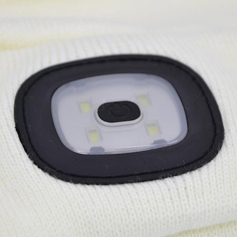 CZAPKA Z LATARKĄ CZOŁOWĄ 4 LED 120 LM 3 TRYBY TURYSTYCZNA BIAŁA