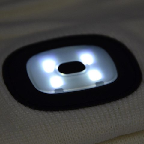 CZAPKA Z LATARKĄ CZOŁOWĄ 4 LED 120 LM 3 TRYBY TURYSTYCZNA BIAŁA