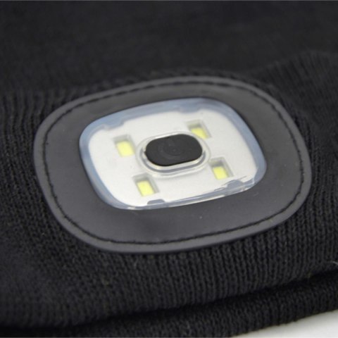 CZAPKA Z LATARKĄ CZOŁOWĄ 4 LED 120 LM 3 TRYBY TURYSTYCZNA CZARNA