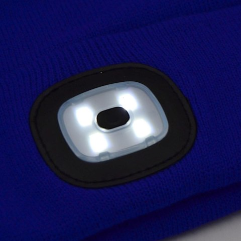 CZAPKA Z LATARKĄ CZOŁOWĄ 4 LED 120 LM 3 TRYBY TURYSTYCZNA NIEBIESKA