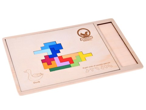 Drewniana układanka Puzzle TETRIS 6 zwierząt + klocki piksele ZA6244