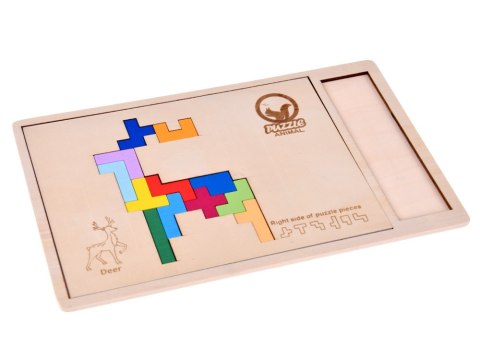 Drewniana układanka Puzzle TETRIS 6 zwierząt + klocki piksele ZA6244