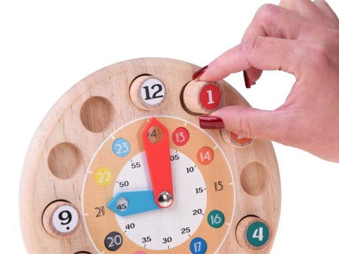 Drewniany ZEGAR edukacyjny 2w1 zadania matematyczne - MATEMATYKA ZA6240