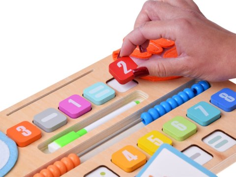 MATEMATYKA Drewniany zestaw do nauki liczenia Tablica + karty zadań ZA6245