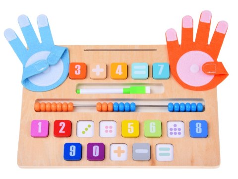 MATEMATYKA Drewniany zestaw do nauki liczenia Tablica + karty zadań ZA6245
