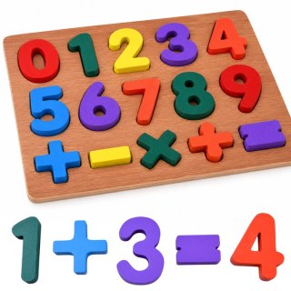 Puzzle drewniane CYFERKI matematyka - układanka edukacyjna 15ele ZA6238
